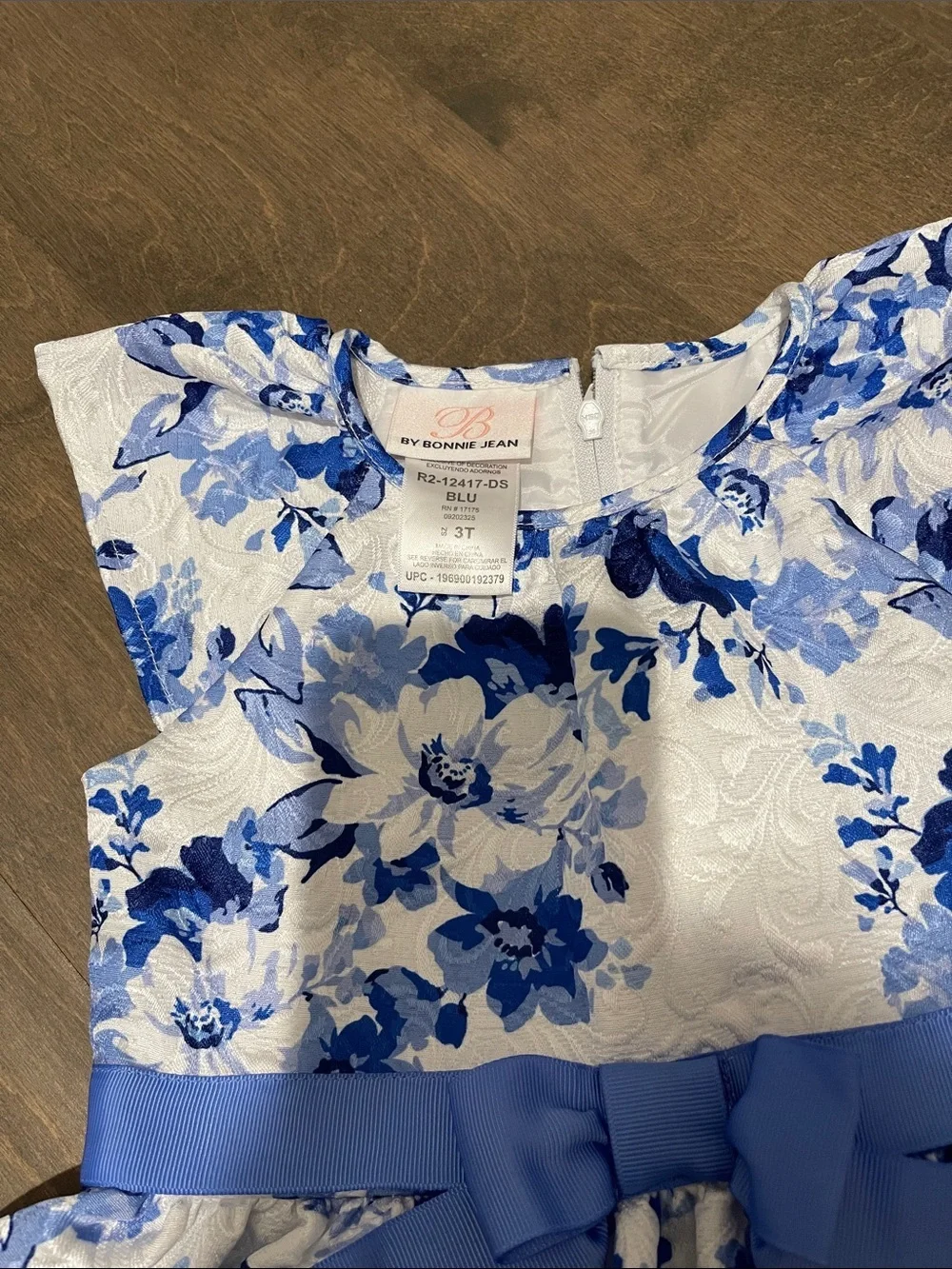 Blue Floral Bow Kids Dress Size 3T